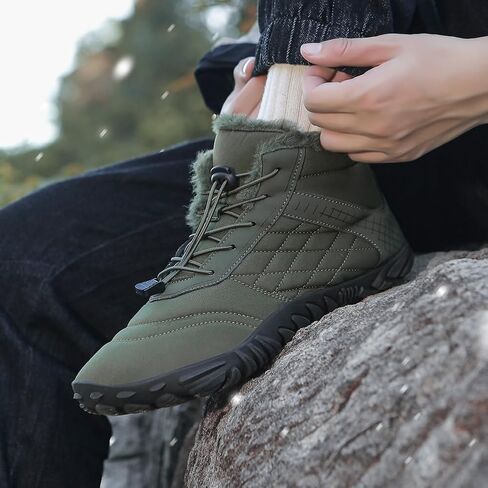 HiGropcore Winter Snow Boots for Women Men, Warm Fur Lined Water Repellent Barefoot Shoes, Wide Toe Box Lightweight Outdoor Ankle Boots in Saudi Arabia