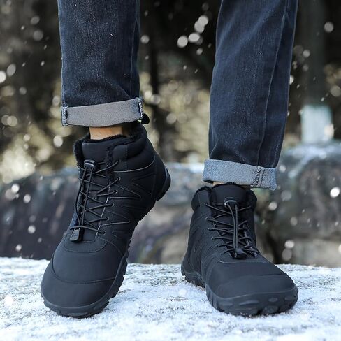 HiGropcore Winter Snow Boots for Women Men, Warm Fur Lined Water Repellent Barefoot Shoes, Wide Toe Box Lightweight Outdoor Ankle Boots in Kuwait