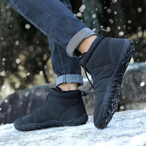 HiGropcore Winter Snow Boots for Women Men, Warm Fur Lined Water Repellent Barefoot Shoes, Wide Toe Box Lightweight Outdoor Ankle Boots in Kuwait