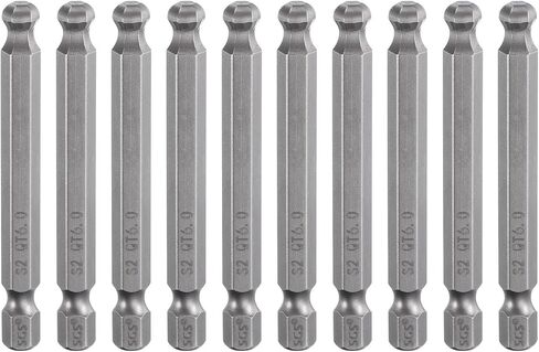 HARFINGTON 10pcs Ball End Hex Screwdriver Bit 5mm (H5.0) Tip 1/4" Hex Shank 100mm (4") Long Magnetic Ball Head Bits Industrial Grade S2 Steel Metric Screw Driver Bit in Saudi Arabia