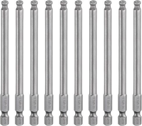 HARFINGTON 10pcs Ball End Hex Screwdriver Bit 5mm (H5.0) Tip 1/4" Hex Shank 100mm (4") Long Magnetic Ball Head Bits Industrial Grade S2 Steel Metric Screw Driver Bit in Saudi Arabia