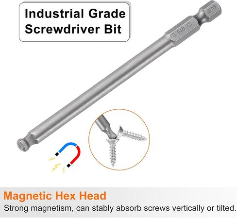 HARFINGTON 10pcs Ball End Hex Screwdriver Bit 5mm (H5.0) Tip 1/4" Hex Shank 100mm (4") Long Magnetic Ball Head Bits Industrial Grade S2 Steel Metric Screw Driver Bit in Saudi Arabia