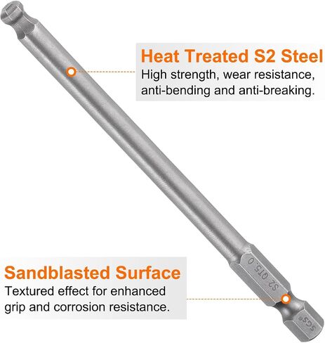 HARFINGTON 10pcs Ball End Hex Screwdriver Bit 5mm (H5.0) Tip 1/4" Hex Shank 100mm (4") Long Magnetic Ball Head Bits Industrial Grade S2 Steel Metric Screw Driver Bit in Saudi Arabia