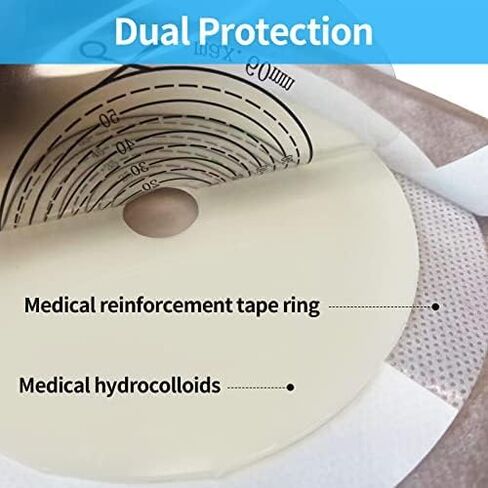 22pcs Colostomy Supplies Colostomy Bags, 2-Piece Colostomy Bags, Two-Piece Drainable Pouches with Closure for Ileostomy Stoma Care, Cut-to-Fit, 70 mm Max (16 x Ostomy Bag+ 6 x Skin Barrier） in Kuwait