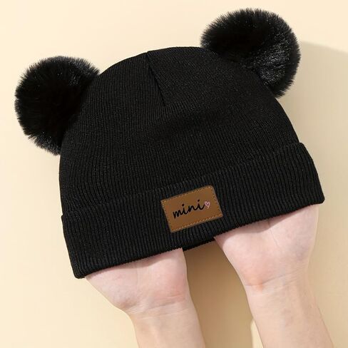 Baby Boy Girl Winter Hat Double Pom Pom Beanie Warm Knitted Toddler Beanies Soft Cute Kid Infant Hats in Saudi Arabia