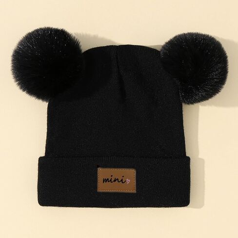 Baby Boy Girl Winter Hat Double Pom Pom Beanie Warm Knitted Toddler Beanies Soft Cute Kid Infant Hats in Saudi Arabia