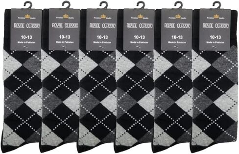 جوارب رسمية كلاسيكية لرفقاء العريس - جوارب رجالية من Argyle - جوارب زفاف - جوارب رسمية مقاس 10-13 (6 أزواج) in Kuwait