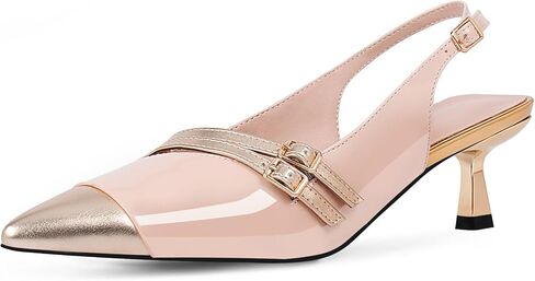 Women's Slingbacks Kitten Heel Pumps Buckle Pointed Toe Slip On Mixed Colors Dress Shoes in Saudi Arabia