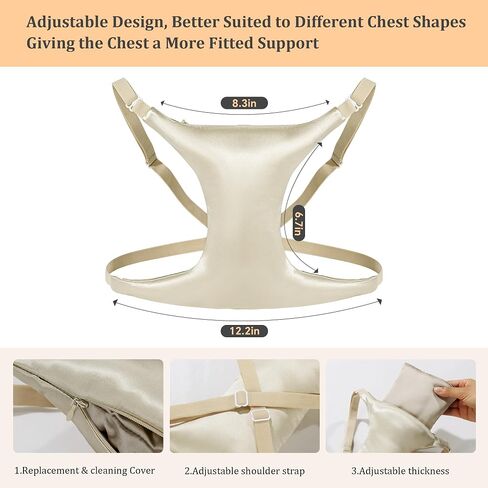 ROYALAY Chest Wrinkles from Side Sleeping,Breast Support Pillow with Adjustable Thickness,Silk Breast Pillow for Chest Wrinkles Prevention,Breastfeeding Pillows breast friend nursing pillow(champagne) in Saudi Arabia