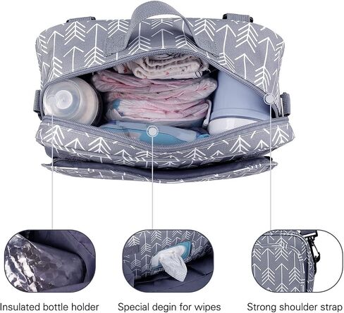 Baby Diaper Tote Bag，Portable Large Capacity Multi Pocket Design Portable Convenient Stroller Side Storage Bag for Short Trips in Saudi Arabia
