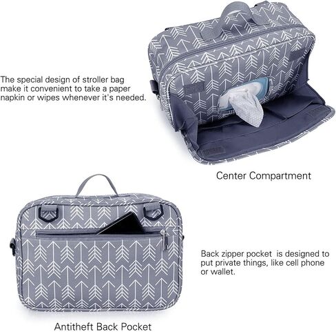 Baby Diaper Tote Bag，Portable Large Capacity Multi Pocket Design Portable Convenient Stroller Side Storage Bag for Short Trips in Saudi Arabia