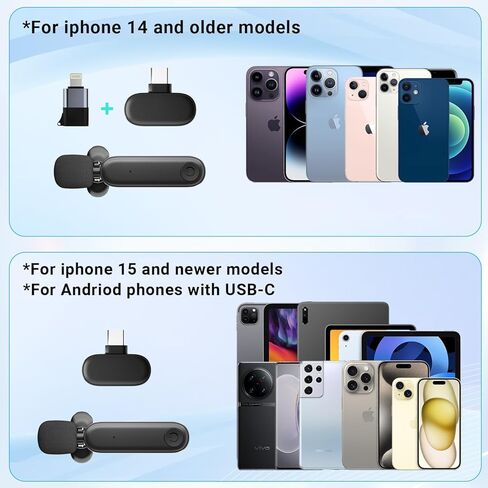 حامل ثلاثي للهاتف مع ميكروفون، حامل ثلاثي عصا سيلفي مع ميكروفون لاسلكي لتصوير iPhone، حامل هاتف لمنشئ المحتوى لتسجيل الفيديو والبث المباشر in Kuwait