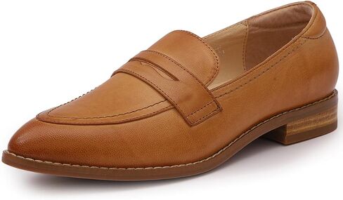 Mona flying Women's Leather Pointed Toe Penny Loafer Dress Casual Slip on Flat Office Work Shoes for Ladies in Saudi Arabia