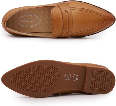 Mona flying Women's Leather Pointed Toe Penny Loafer Dress Casual Slip on Flat Office Work Shoes for Ladies in Saudi Arabia