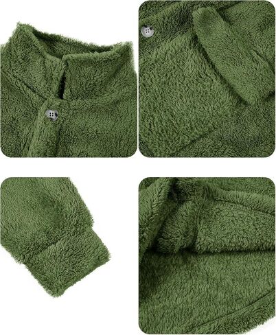 Runcati Mens Fuzzy Sherpa Jacket Fleece Long Sleeve Button Down Coat Fall Winter Warm Outwear in Saudi Arabia