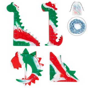 4 Pack Soft Silicone Teething Toys for Dinosaur Stationery Shape Baby Teethers Relief Soothe Babies Gums Set