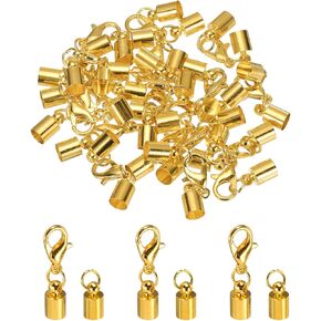 MECCANIXITY 20pcs Cord End Cap 7.5mm ID Lobster Claw Clasp End Caps for Leather Cord, Tassels, Jewelry Making 8.5mm Length Silver