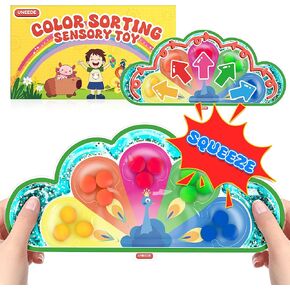 UNEEDE 2 in 1 Color Sorting Sensory Toys for Toddlers 1-3, Squishy Fidget Toys for Toddlers, Fine Motor Toys for Autistic Kids, Preschool Learning Activities Calm Down Montessori Toys