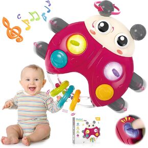 Montessori Toys for 1 Year Old,Musical Ladybug Toy Early Development Toy Music Light Up Toy Toddler Sensory Toys Pop Fidget Toys Baby Ladybug Educational Musical Toy for Toddlers Baby 1-3 (Blue)