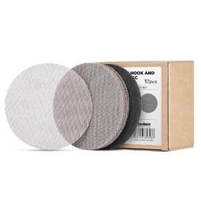 toolant Mesh Abrasive 5 inch Sanding Disc, Dust-Free 8 Hole Hook and Loop Sanding Discs for Random Disc Sanders & Orbital Sanders, Include Pad Protector(80-400 grit - 50pcs)