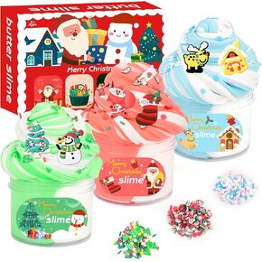 Christmas 4 Pack Butter Slime, Xmas Toys Kit, Classroom Party Favors for Kids 8-12, Party Favors for Classroom Birthday, Christmas Stocking Stuffers, Slime Advent Calendar 2024