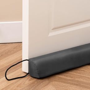 Sunolga 72 Inches Waterproof Under Door Draft Stopper Filled with Glass Beads & Cotton, Removable Machine Washable 5.5 lb Sound Proof Door Draft Blocker for Door & Window, Black