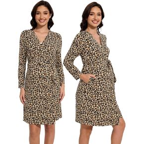 رداء أمومة نسائي من الخيزران الفسكوزي بأكمام طويلة ورقبة على شكل حرف V للأمومة في المستشفى in Kuwait