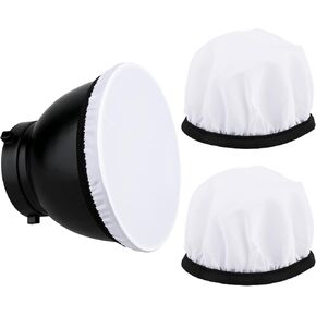 2Pcs Light Diffuser Sock, 7"/18cm Diffuser Lamp Cover White Soft Lampshade Reflector Lamp Sock for Studio Strobe Reflectors Ring Light Flash Light Standard Reflector