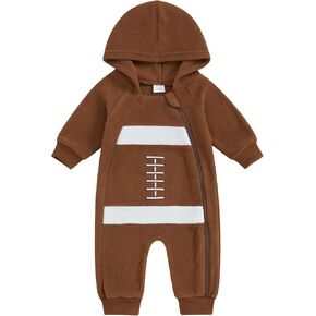 Newborn Baby Football Outfit Football Long Sleeve Romper Jumpsuit One Piece Hooded Bodysuit Fall Clothes 0-18M