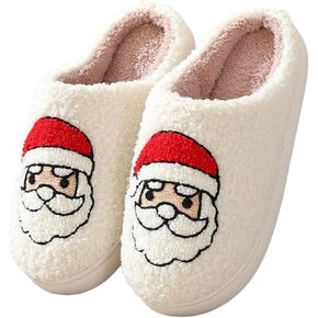 Christmas Slippers for Women, Cute Slippers with Reindeer, Gingerbread Man, Xmas Tree, Santa Claus, Fluffy Winter Home Slippers for Men, Kawaii Fuzzy Bedroom Slippers Indoor Outdoor, Cozy