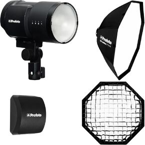 Profoto B10X Off-Camera Flash and Continuous Light Bundle with 3-Feet Softbox Octa, Li-Ion Battery for B10, and Softgrid 50-Degree 3-Feet Octa with Pull-Over Mounting Technique (4 Items)