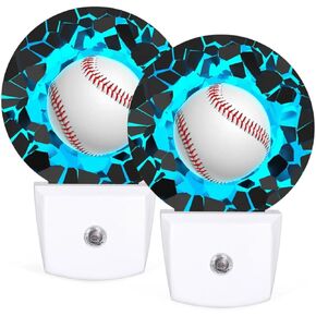 Plug-in Led Night Light with Auto Dusk to Dawn Sensor for Boys Girls Room Decor, 3D Blue Soccer Ball Wall Lamp Nightlights for Hallway,Bedroom, Kids Room, Kitchen, Stairway, (0.5W, 2 Pack)