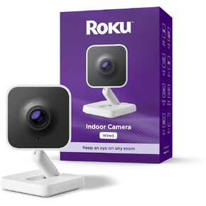Roku New Indoor Camera 2024 - Home Security - 2-Pack - Wired Security Camera with 1080p HD Color Night Vision, Works with Alexa & Google, Motion & Sound Detection, WDR & WiFi 6
