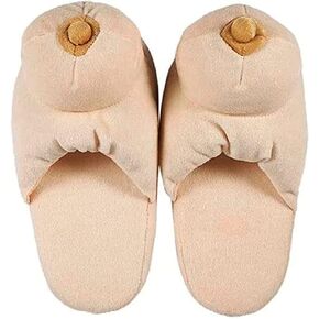 Faretumiya Funny Unisex Adult Plush Slippers Novelty Gag Gifts House Slippers Cute Furry Anti Slip Flat Shoe for Women Men