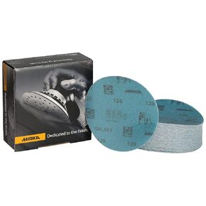 Mirka GalaxySandpaper 5 inch (125mm) - Grit 120, 50 Discs/Pack - Hook & Loop - Premium Abrasive for Epoxy Resin, Wood, Metal - Non-Clogging, Self-Sharpening Technology - Ideal for Power Sanders