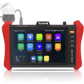 Rsrteng CCTV Tester 4K 12MP IP Camera Tester POE++ Max 90W POE Camera Tester 8MP TVI/CVI/AHD/CVBS Coaxial Camera Tester,1CH SFP Module,WiFi,Network Tools,Cable Tester,HDMI/VGA,POE Detection