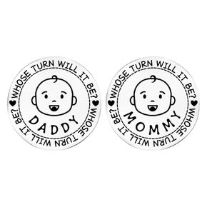 New Parents Decision Coin, Novelty New Mom and Dad Gifts Double Sided Flip Decision Making Coin Funny Baby Gifts Pocket Hug Token for Couples Pregnancy Women (B Style)