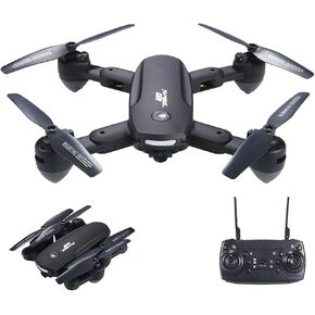 Foldable Drone with 720P Camera for Adults - R10 WiFi FPV RC Quadcopter with Altitude Hold - Gesture Photography - APP Control - Includes 2 Batteries