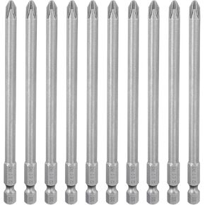 HARFINGTON 10pcs #2 Phillips Screwdriver Bit PH2 1/4" Hex Shank 4.33" (110mm) Long Magnetic S2 Steel Industrial Grade Screw Driver Bit Cross Head Electric Drill Bits 0.118" (3mm) Rod