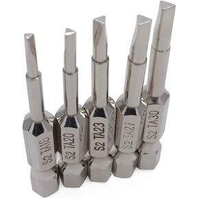 NGe Triangle Screwdriver Bit Set, 5 Pieces Triangle Screw Head, 2 Inch Length, 1/4" Hex Shank, Pack of TA18, TA20, TA23, TA27, TA30