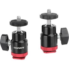 CAMVATE Camera Hot Shoe to 1/4"-20 Screw Ball Head Mount(2 Pieces)-3673