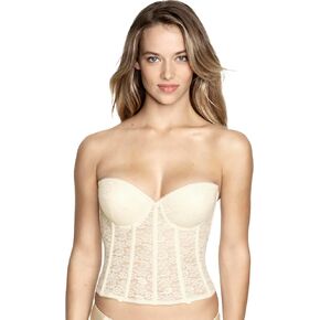 Dominique Lace Low Back Plunge Strapless Push Up Bustier Style 7759 - White - 36A
