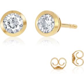 Lab Grown Bezel Set Diamond Earrings | 14K Real Gold Diamond Stud Earrings for Women and Men | Certified GH VS/SI Color and Clarity Diamonds | Ideal Gift for Him or Her