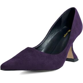Women’s Dressy Pumps Horn Mid Heels Pointed Toe Slip On Shoes Prom Working Office Size 4-16 US