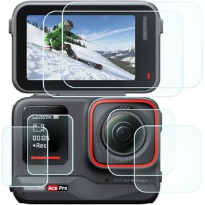Lens+LCD Screen Protector for Insta360 Ace Pro Action Camera, Ultra-Clear 9H Hardness Tempered Glass Cover for Insta360 Ace Pro-2+2+2 Packs