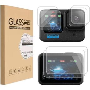 Screen Protector for Go Pro Hero 12/11/10/9, 9H Hardness Anti-Scratch Anti-Bubble Ultra Clear Tempered Glass(2 Pack)