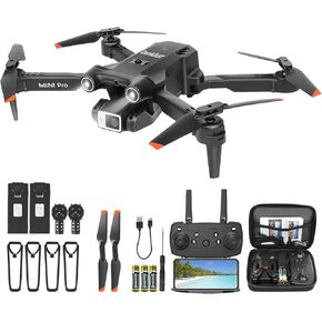 GPS Drone with 4K Camera for Adults, FPV Drones for Kids, Foldable RC Quadcopter with Brushless Motor, Auto Return, Follow Me, Circle Fly, Waypoint Fly, 2 Batteries 40 Mins Long Flight