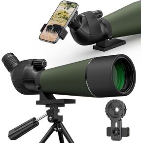 CVLIFE Spotting Scope with Tripod, 20-60x80 Spotter Scope with Phone Adapter, BAK4 High Definition, Wide Field of View, Waterproof Spotting Scopes for Bird Watching, Target Shooting, Wildlife Viewing