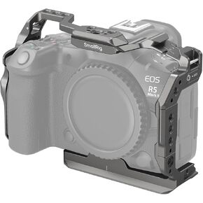 SmallRig R5 II Camera Cage, HawkLock Quick Release Cage for Canon EOS R5 Mark II with Tempered Screen Protector, with 1/4"-20 and 3/8"-16 Threaded Holes, Cold Shoe, NATO Rails, Titanium Gray - 4977