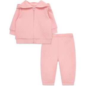 Little Me Simply Essential Solids Gender Neutral Organic Cotton Blend Quilt Hoodie and Pant Set, 3 Months - 12 Months